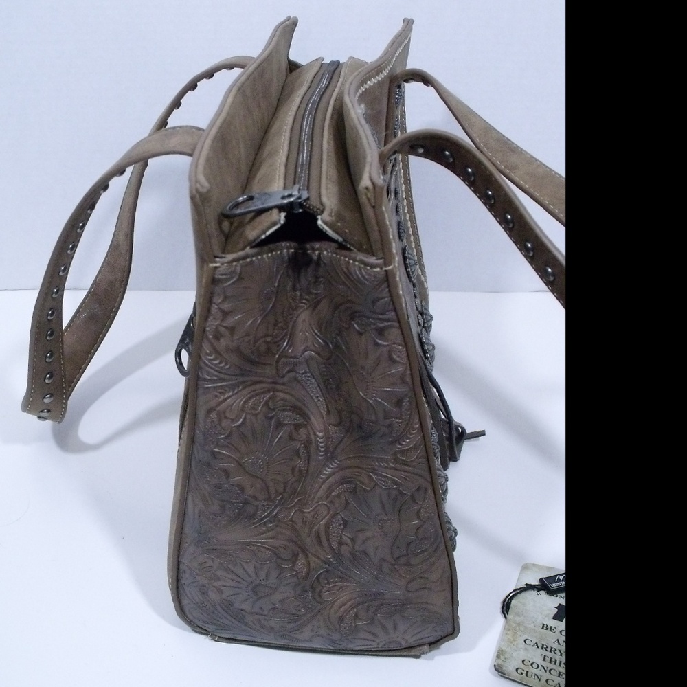 Montana West Tooled Leather Concho Purse - Picture 3 of 7